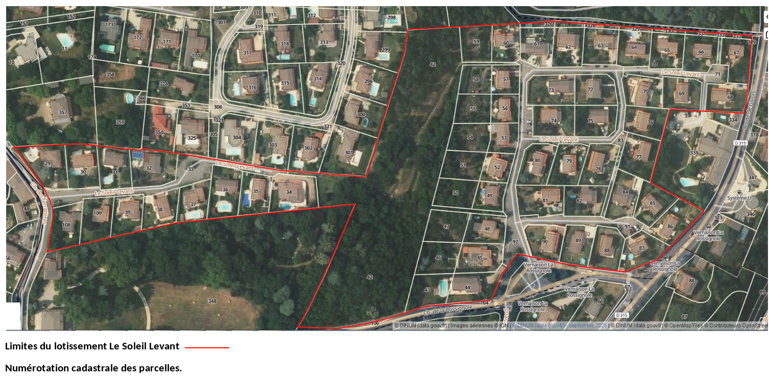 Plan de numérotation des lots du cadastre